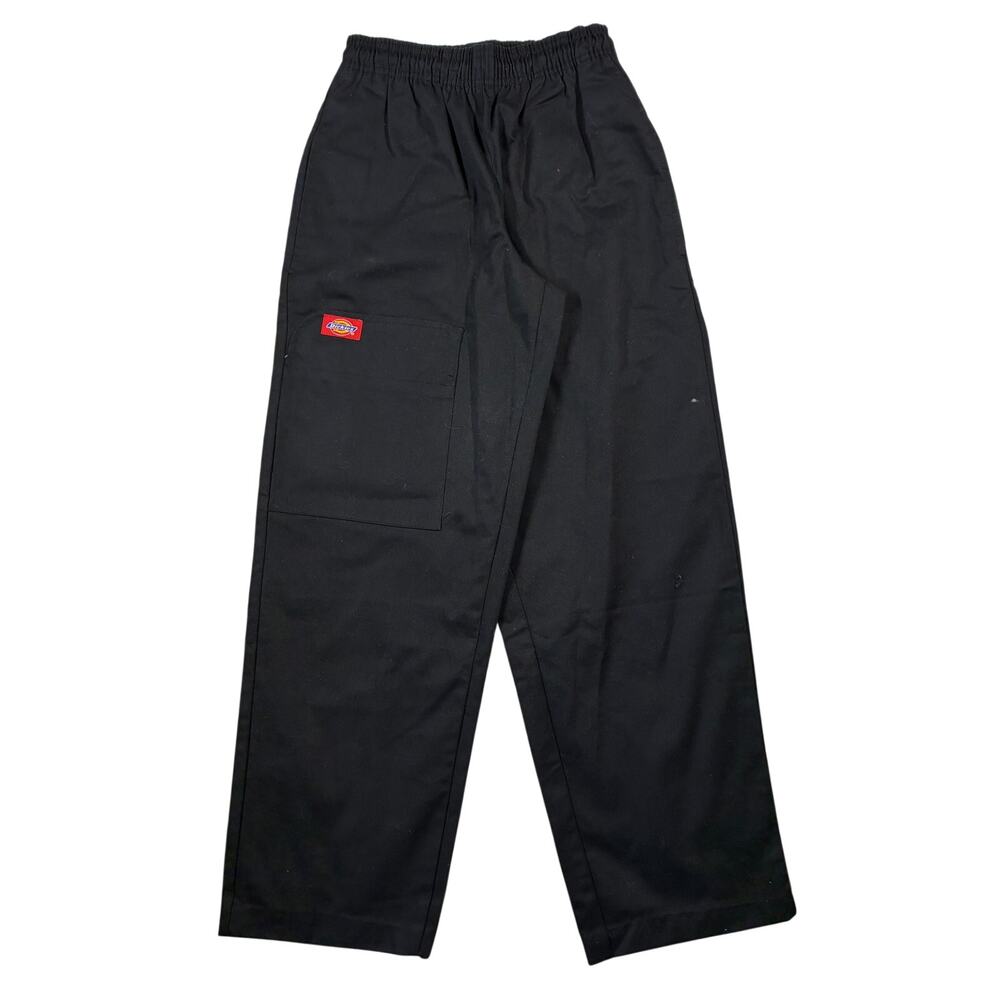 Dickies Chef Pants Womens XS Black Elastic Waist Straight Cargo Uniform Workwear